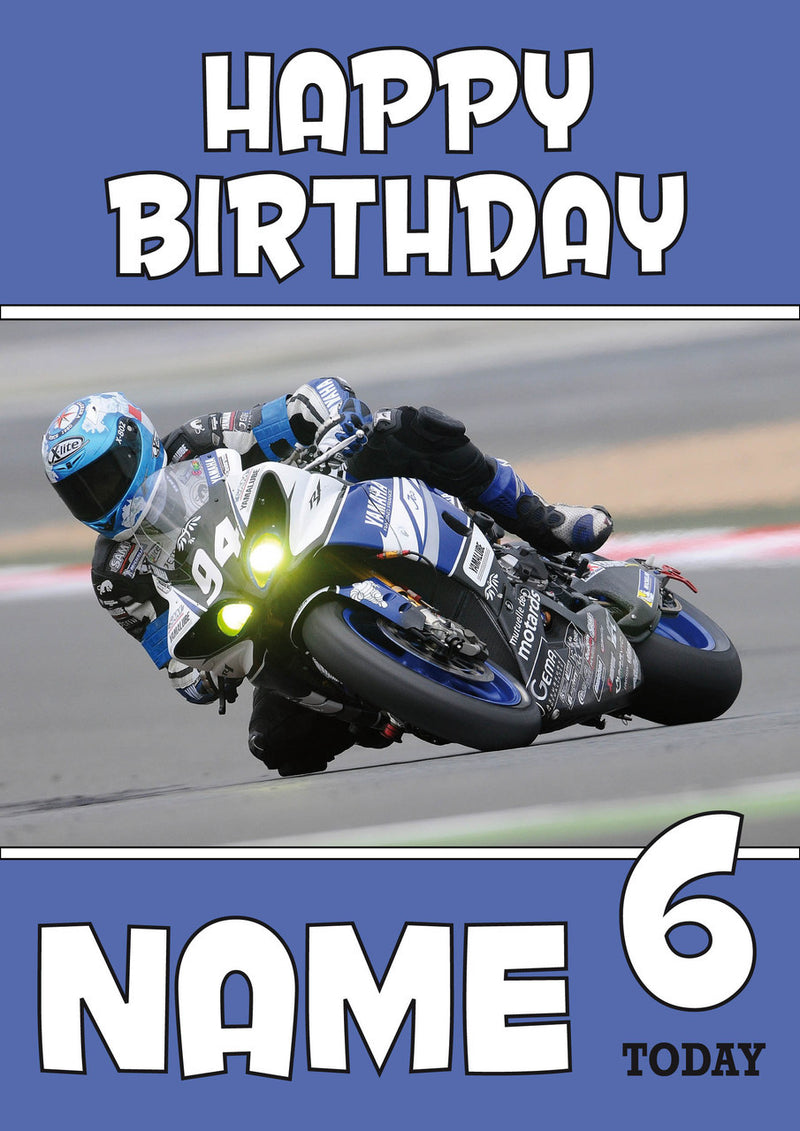 Personalised Yamaha Bike Racer Birthday Card