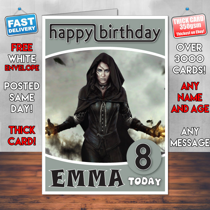 Personalised Yennefer The Witcher Inspired Style Game Kids Inspired Birthday Card (SA)