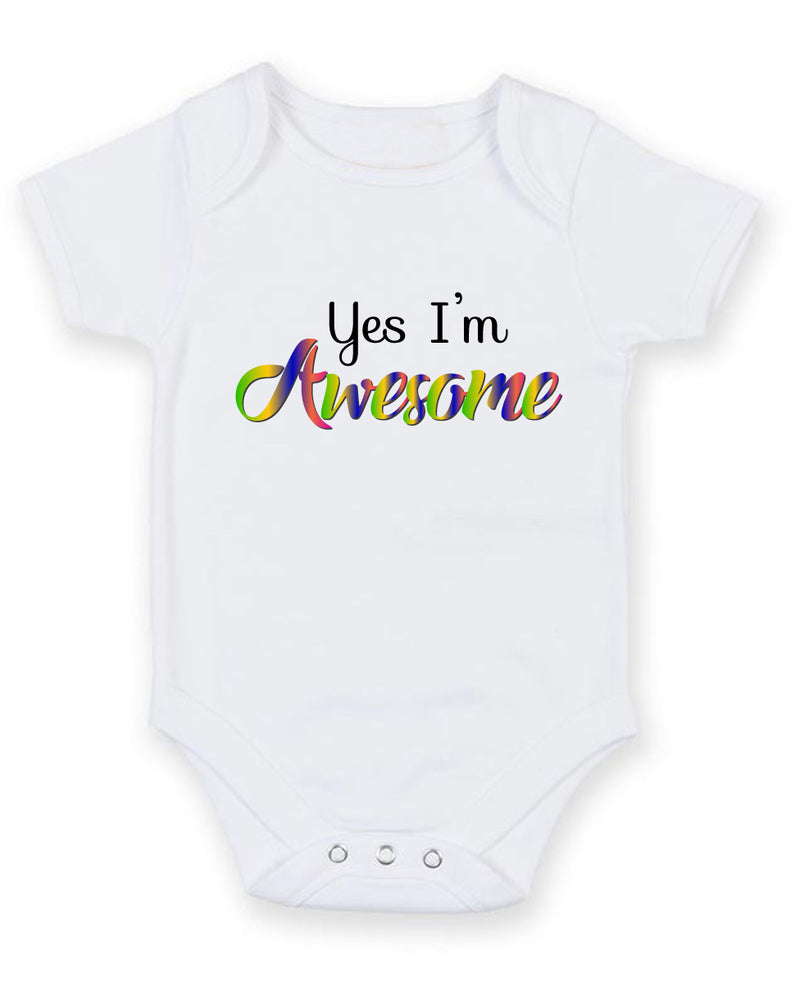 Yes I Am Awesome Personalised Baby Boy Girl Unisex Short Sleeve Bodysuit