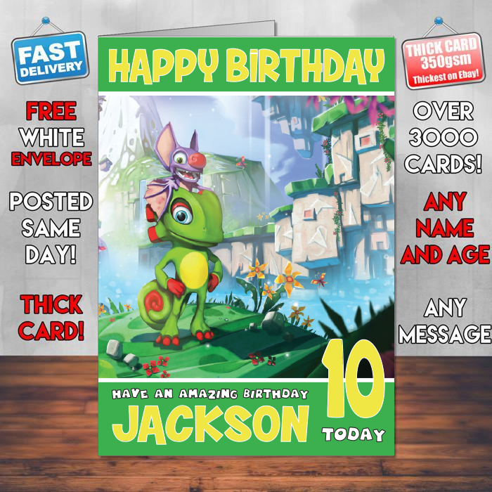 Personalised Yooka Laylee 2017 Inspired Style Game Kids Inspired Birthday Card (SA)
