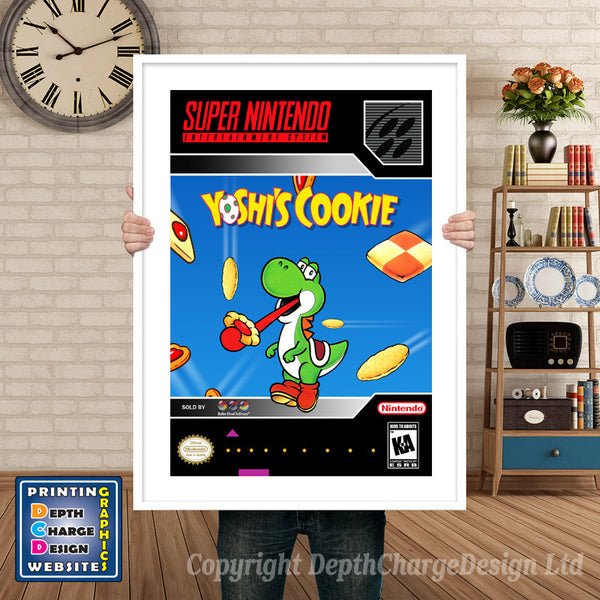 Yoshi's Cookie Super Nintendo Game Inspired Theme Retro Gaming Poster