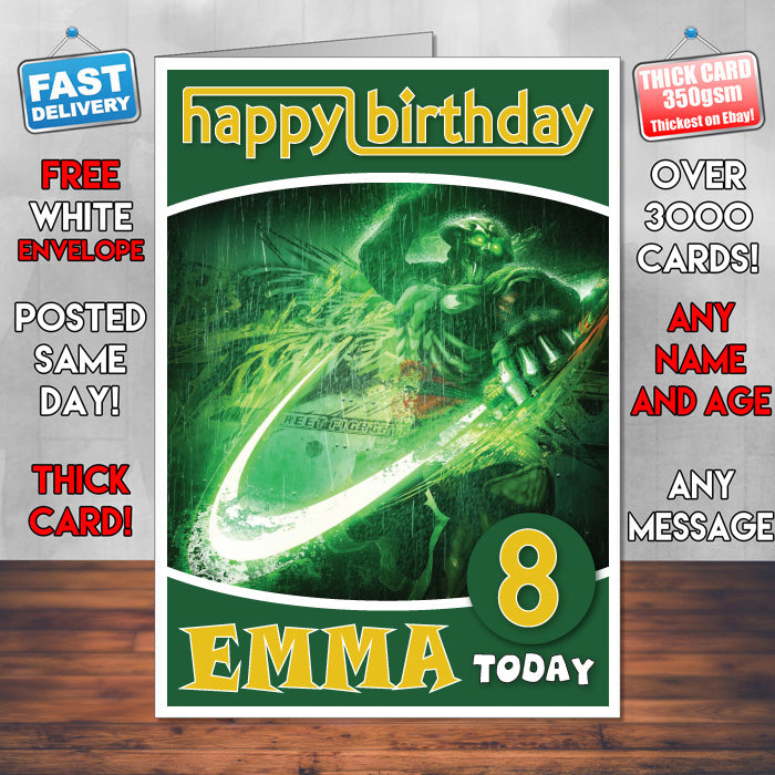 Personalised Yoshimitsu In Tekken Inspired Style Game Kids Inspired Birthday Card (SA)
