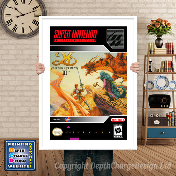 Ys III Wanderers From Ys Super Nintendo Game Inspired Theme Retro Gaming Poster