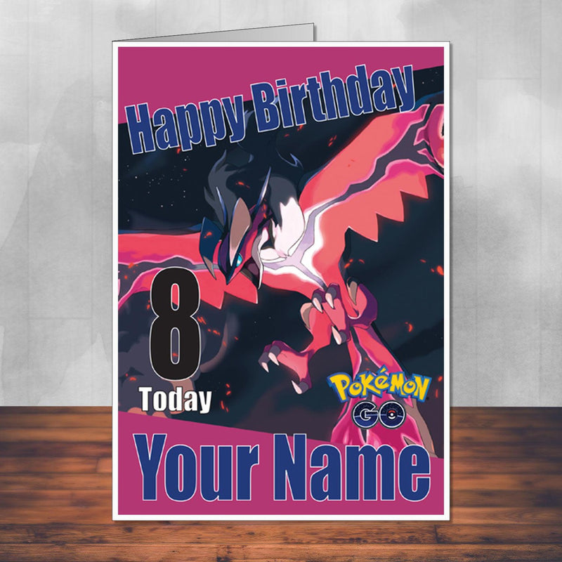 Yveltal Pokemon Go THEME INSPIRED Kids Adult Personalised Birthday Card Birthday Card