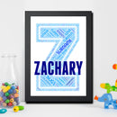Personalised Name Word Art Poster Print Blue Letter Z
