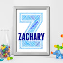 Personalised Name Word Art Poster Print Blue Letter Z