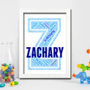 Personalised Name Word Art Poster Print Blue Letter Z