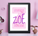 Personalised Name Word Art Poster Print Pink Letter Z