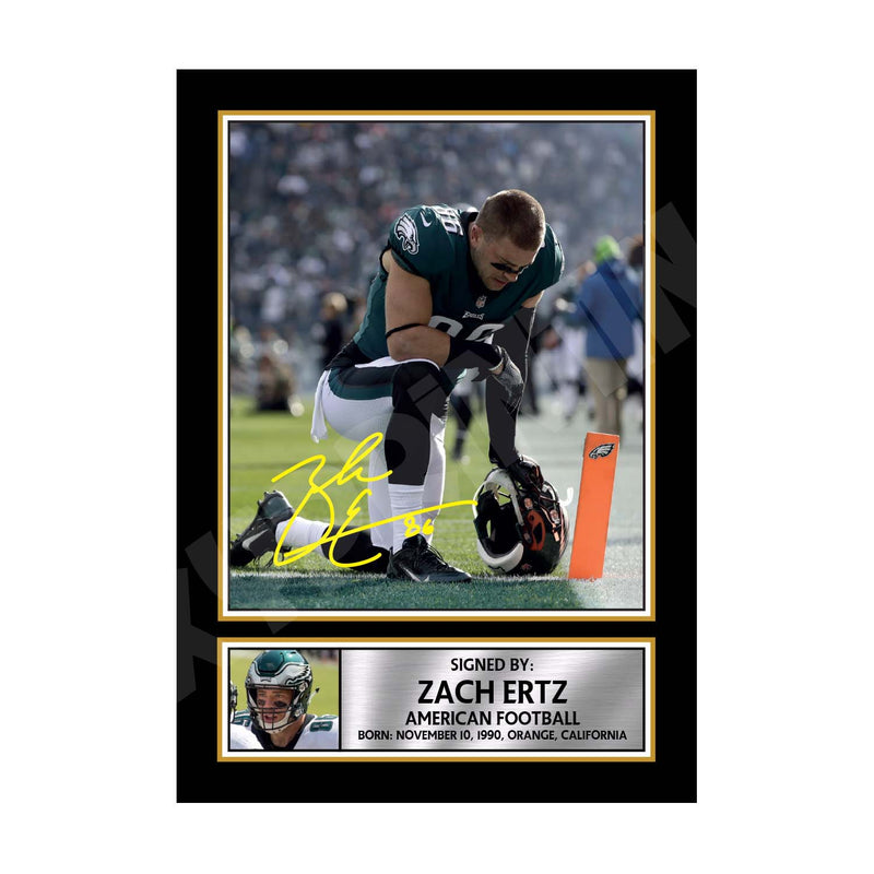 ZACH ERTZ (1) Limited Edition Football Signed Print - American Footballer