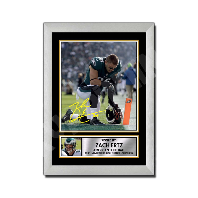 ZACH ERTZ (1) Limited Edition Football Signed Print - American Footballer