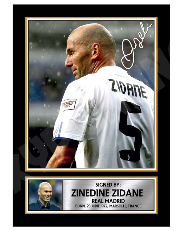 ZINEDINE ZIDANE 1 Football Player Printed Signature Print