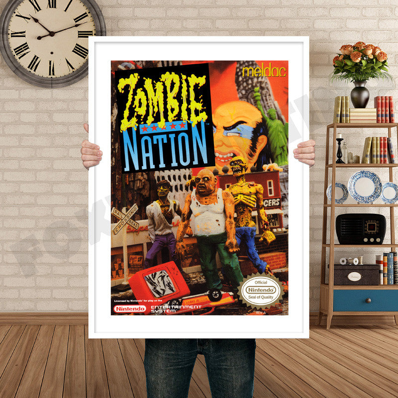 ZOMBIE NATION Retro GAME INSPIRED THEME Nintendo NES Gaming A4 A3 A2 Or A1 Poster Art 724