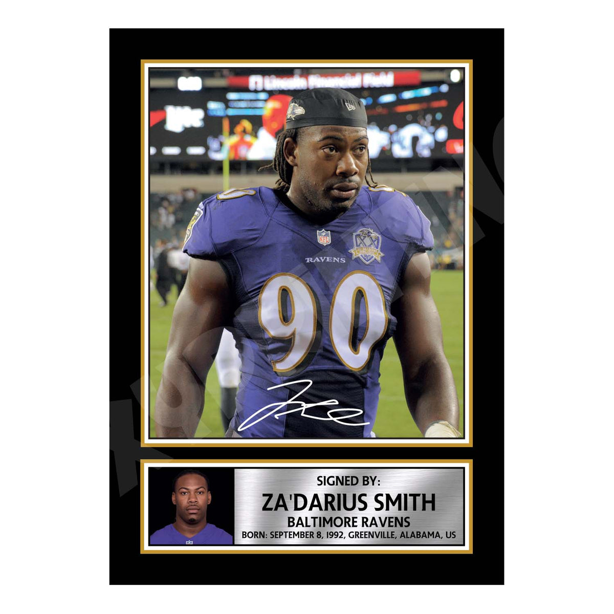 Za'Darius Smith 1 Limited Edition Football Signed Print - American Footballer