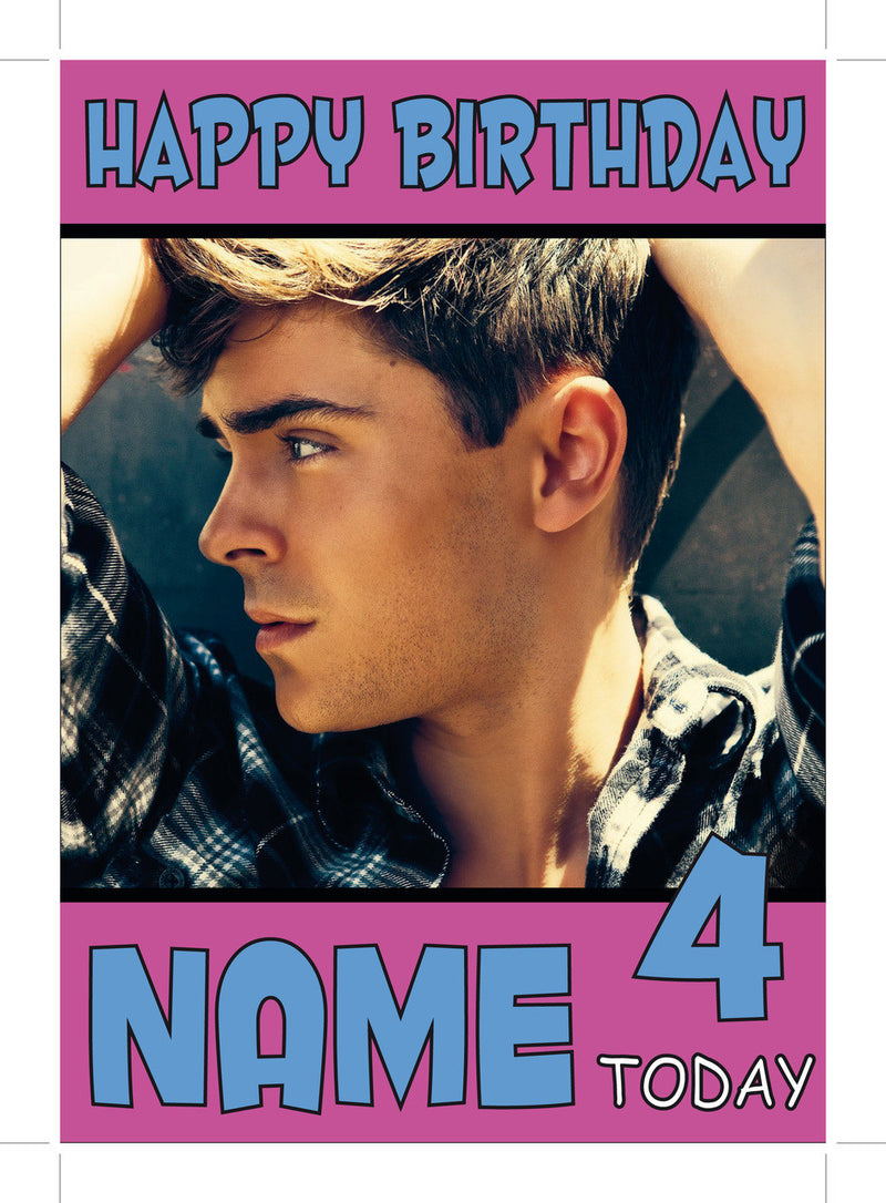 Zac Effrom Pose Personalised Music Style Kids Adult FUNNY Birthday Card