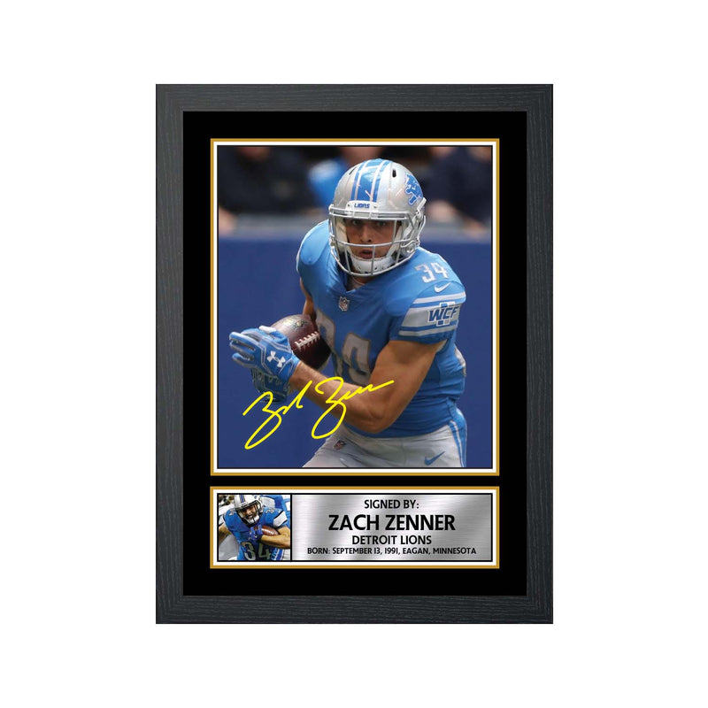 Zach Zenner Limited Edition Football Signed Print - American Footballer