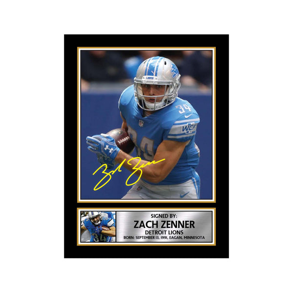Zach Zenner American Football Printed Signature Print