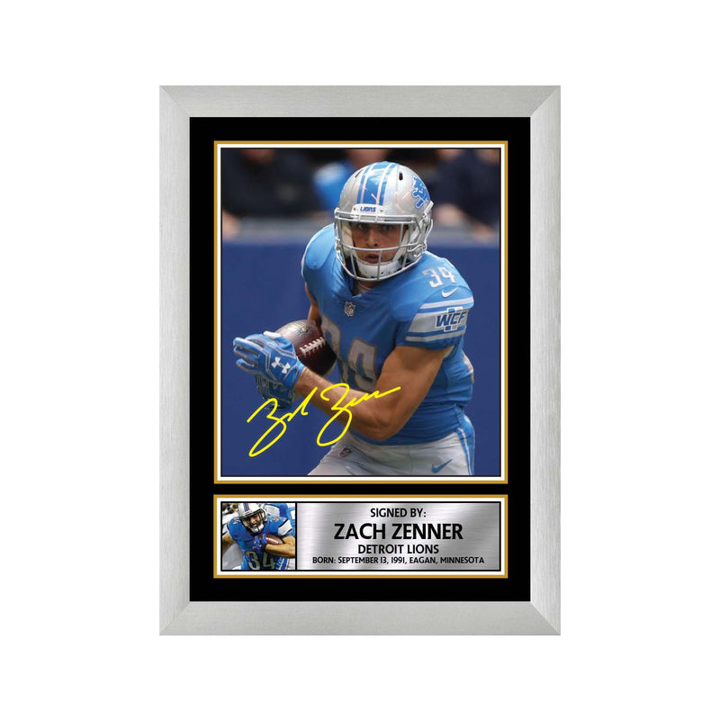 Zach Zenner Limited Edition Football Signed Print - American Footballer