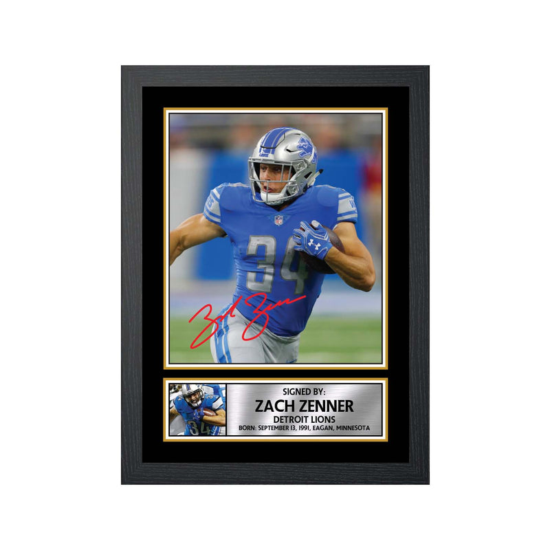 Zach Zenner 2 Limited Edition Football Signed Print - American Footballer