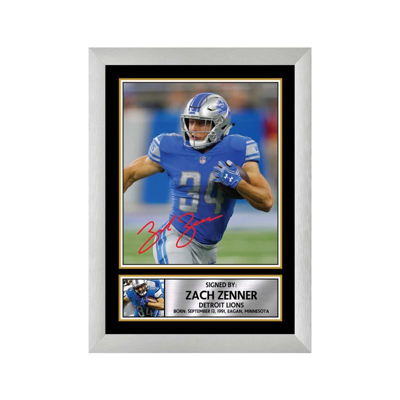 Zach Zenner 2 Limited Edition Football Signed Print - American Footballer