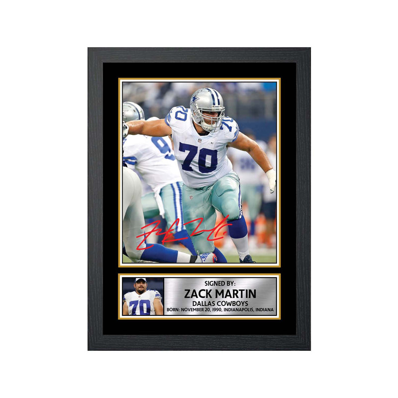 Zack Martin Limited Edition Football Signed Print - American Footballer