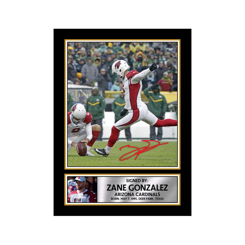 Zane Gonzalez Limited Edition Football Signed Print - American Footballer