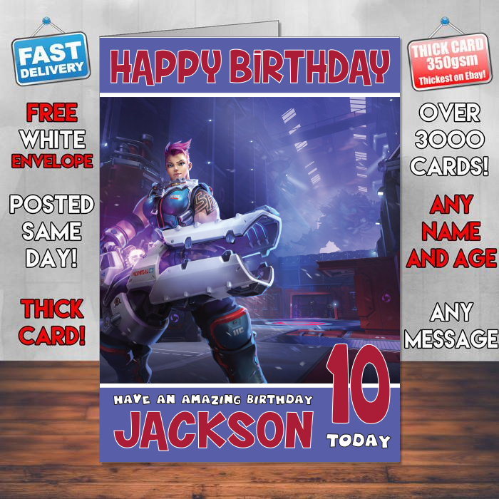 Personalised Zarya Heroes Of The Storm Inspired Style Game Kids Inspired Birthday Card (SA)