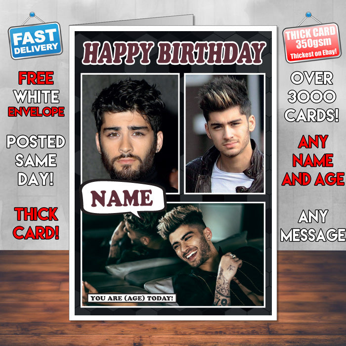 Zayn Malik Personalised Celebrity Birthday Card New 2017