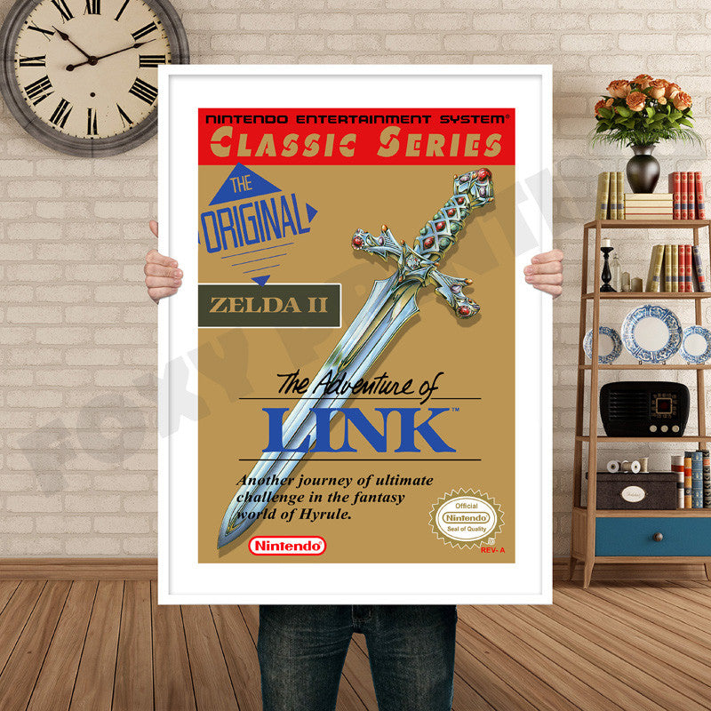 Zelda The Adventure Of Link Classic Retro GAME INSPIRED THEME Nintendo NES Gaming A4 A3 A2 Or A1 Poster Art 660