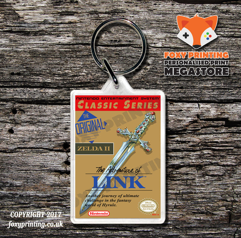 Zelda The Adventure Of Link Classic ALT Retro NES Game Cover Art Gaming Keyring