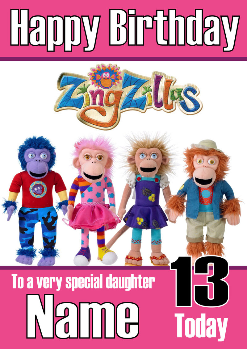 Happy Birthday Zingzillas Girl THEME INSPIRED Kids Adult Personalised Birthday Card