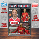 Zlatan Ibrahimovic Man U Inspired Style Personalised Football Birthday Card