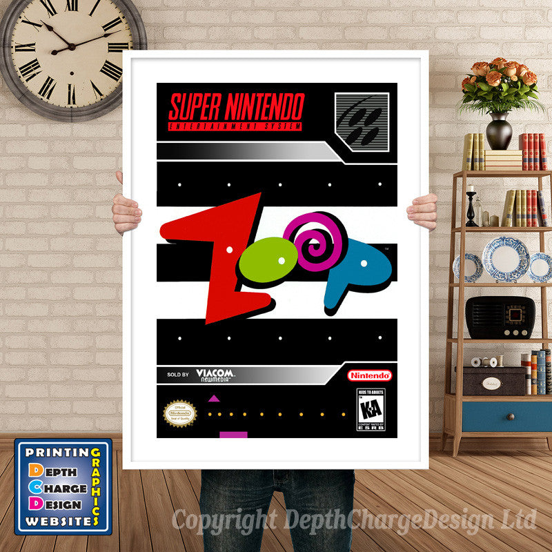 Zoop Super Nintendo GAME INSPIRED THEME Retro Gaming Poster A4 A3 A2 Or A1
