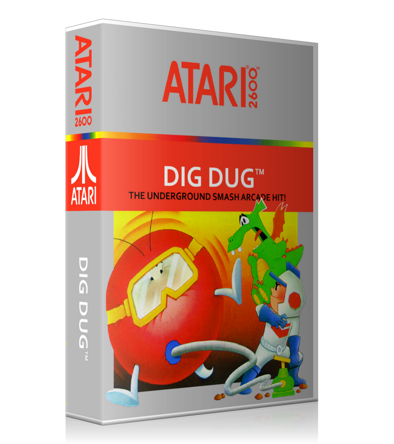 Dig Dug Atari 2600 Game Cover To Fit A UGC Style Replacement Game Case