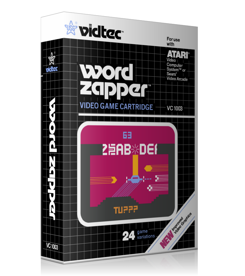 Word Zapper Atari 2600 Game Cover To Fit A UGC Style Replacement Game Case