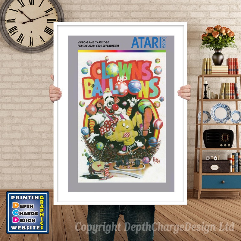 Clowns And Balloons Atari 5200 GAME INSPIRED THEME Retro Gaming Poster A4 A3 A2 Or A1