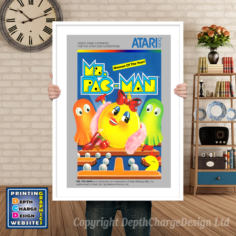 Ms Pacman Atari 5200 GAME INSPIRED THEME Retro Gaming Poster A4 A3 A2 Or A1