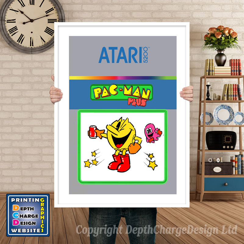 Pacman Plus Atari 5200 GAME INSPIRED THEME Retro Gaming Poster A4 A3 A2 Or A1