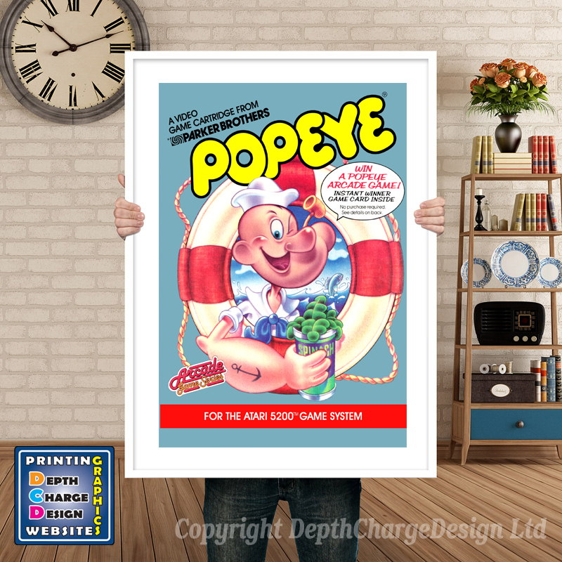 Popeye Atari 5200 GAME INSPIRED THEME Retro Gaming Poster A4 A3 A2 Or A1