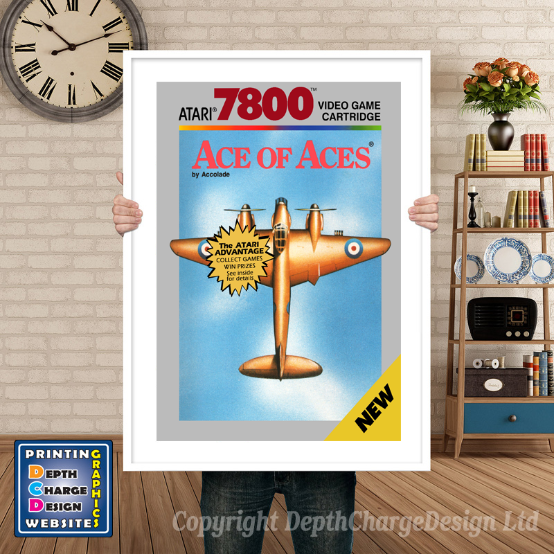Ace Of Aces - Atari 7800 Inspired Retro Gaming Poster A4 A3 A2 Or A1