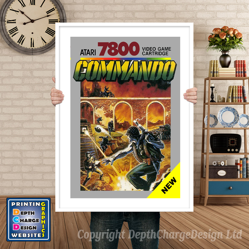 Commando Au - Atari 7800 Inspired Retro Gaming Poster A4 A3 A2 Or A1