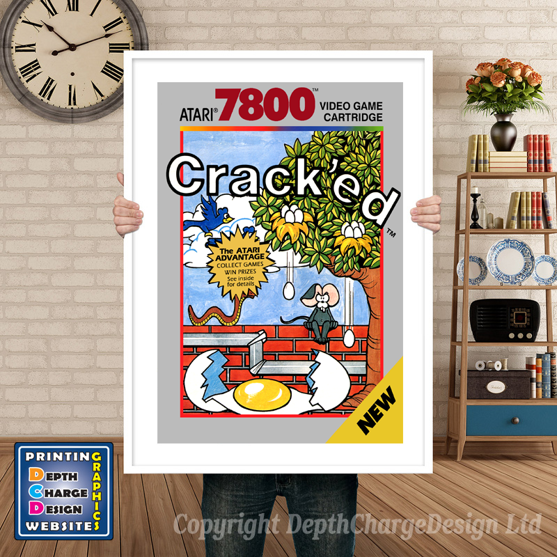 Cracked - Atari 7800 Inspired Retro Gaming Poster A4 A3 A2 Or A1