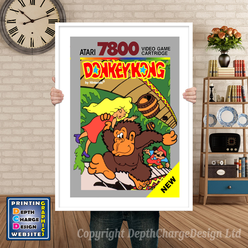 Donkey Kong - Atari 7800 Inspired Retro Gaming Poster A4 A3 A2 Or A1