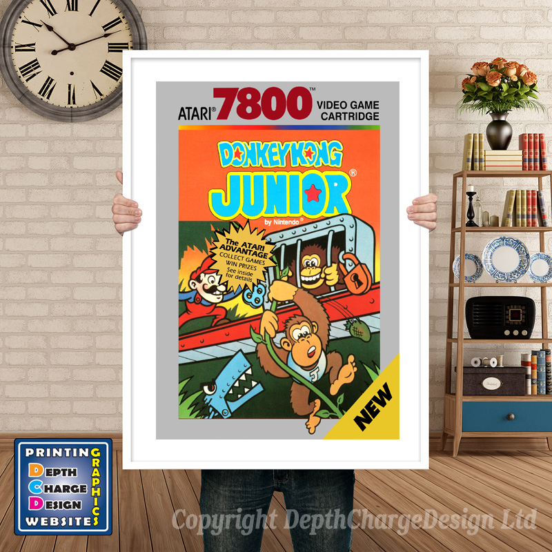 Donkey Kong Junior - Atari 7800 Inspired Retro Gaming Poster A4 A3 A2 Or A1