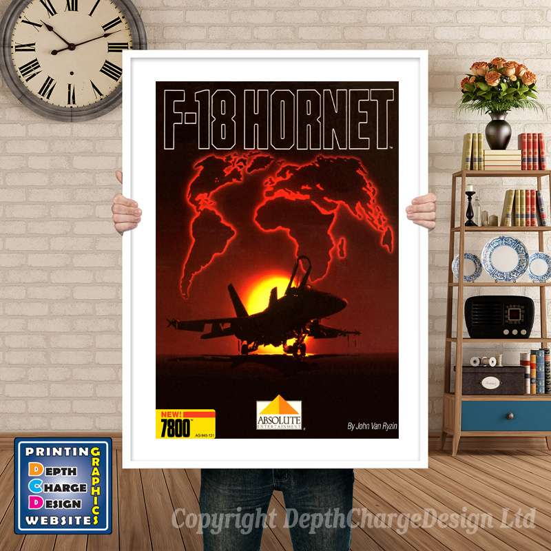 F18 Hornet - Atari 7800 Inspired Retro Gaming Poster A4 A3 A2 Or A1