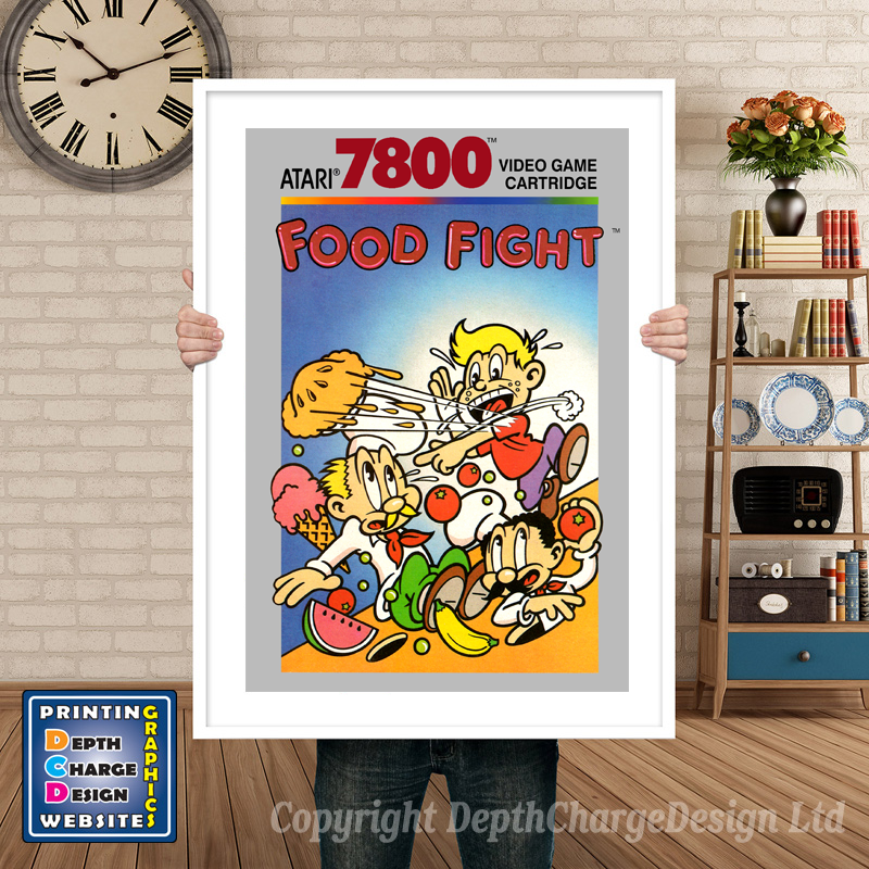 Food Fight - Atari 7800 Inspired Retro Gaming Poster A4 A3 A2 Or A1