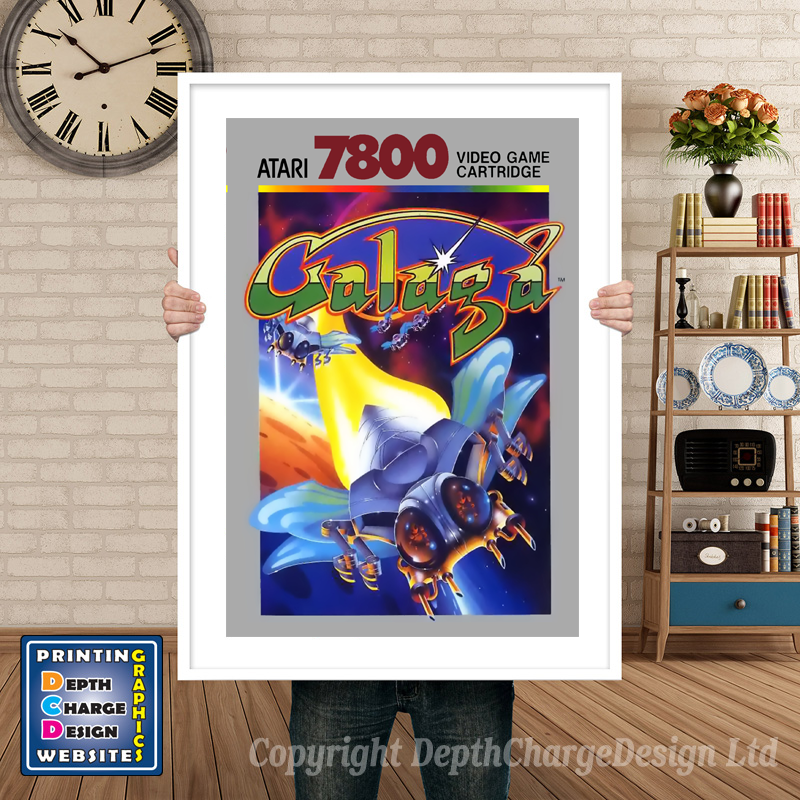Galaga - Atari 7800 Inspired Retro Gaming Poster A4 A3 A2 Or A1