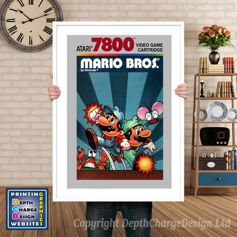 Mario Bros - Atari 7800 Inspired Retro Gaming Poster A4 A3 A2 Or A1