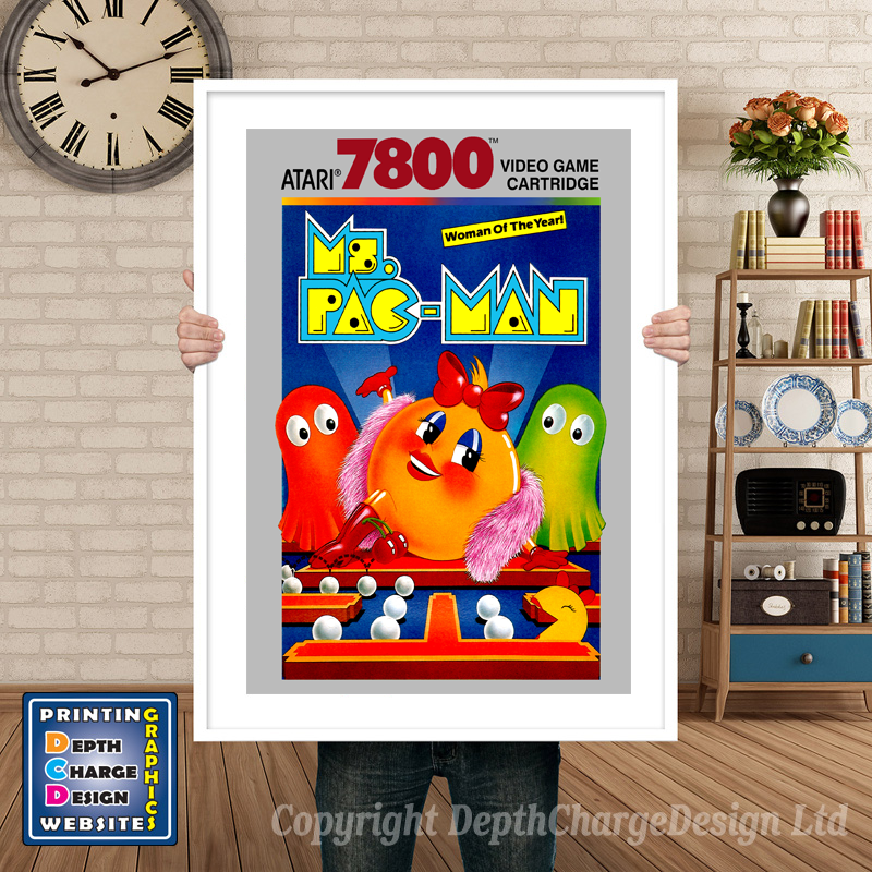 Ms Pacman - Atari 7800 Inspired Retro Gaming Poster A4 A3 A2 Or A1