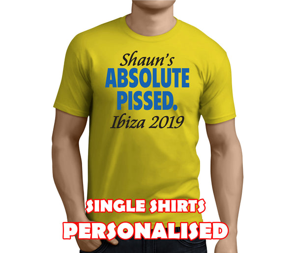 Absolute Pissed Blue Custom Stag T-Shirt - Any Name - Party Tee