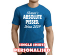 Absolute Pissed White Custom Stag T-Shirt - Any Name - Party Tee